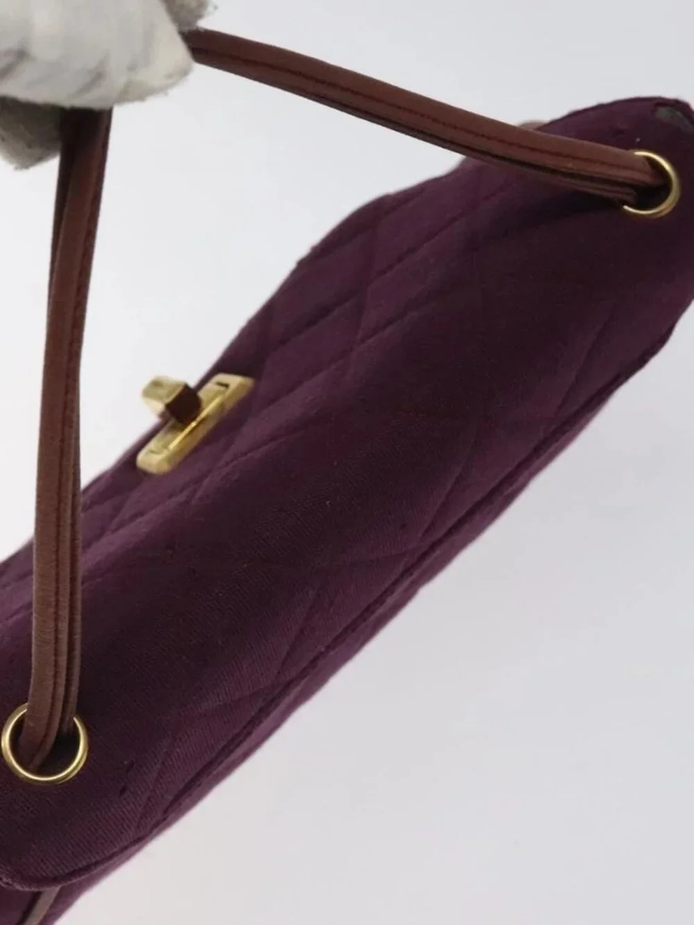 CHANEL Matelasse Hand Bag Cotton Purple CC Auth BD1572